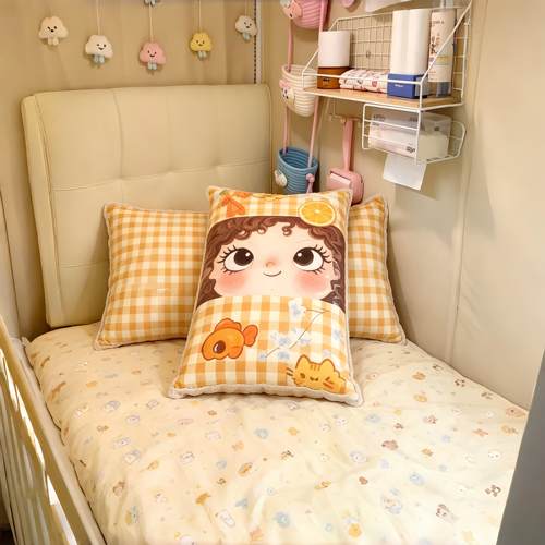 小玉格子宿舍床头靠枕学