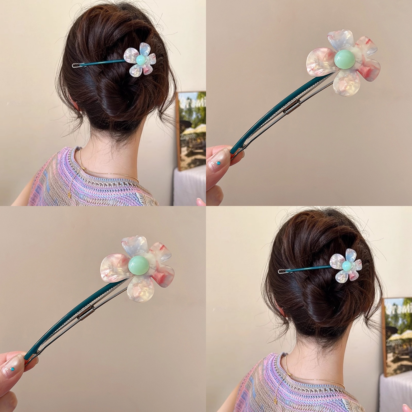 简约花朵发夹女后脑勺一字夹头饰