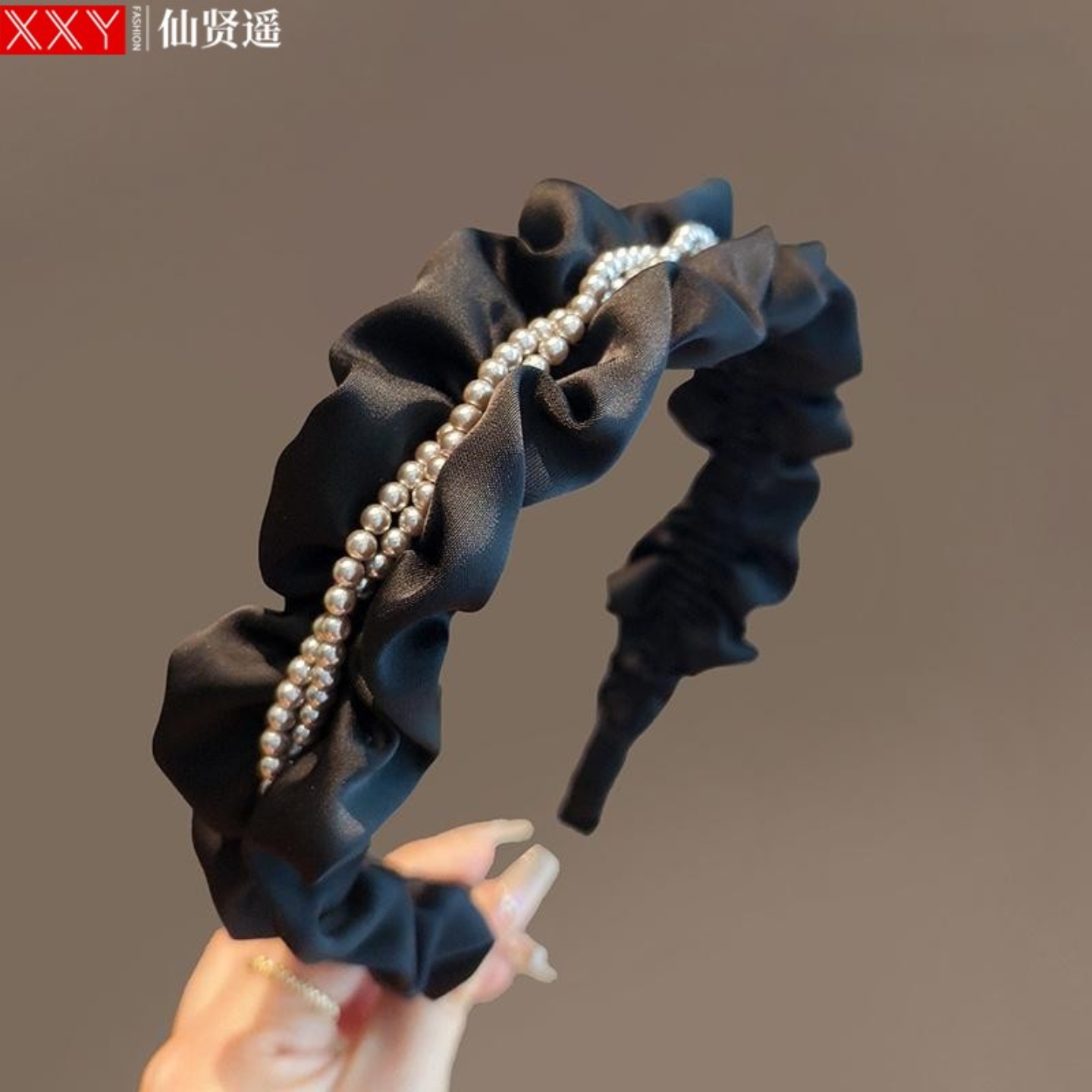 缎面发箍珍珠宽边洗脸防滑发饰女