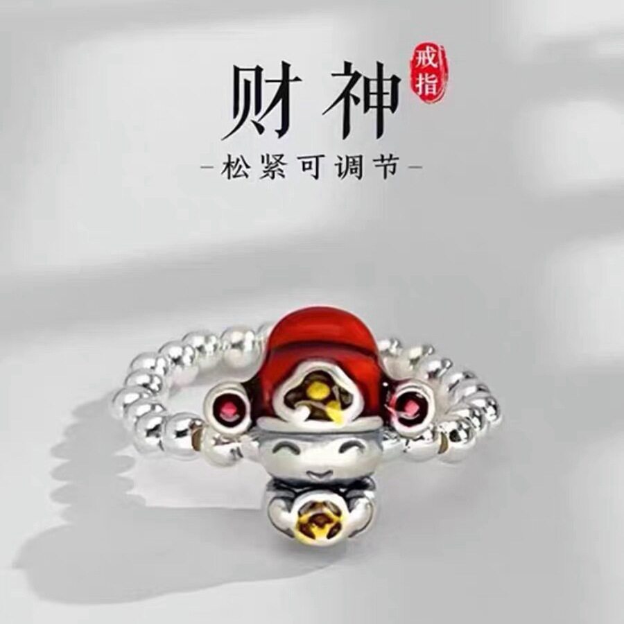 新款时尚复古财神爷戒指环男女士