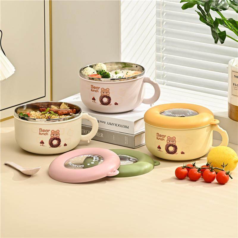 寝室学生精美可爱卡通图案圆形饭盒便携餐碗 304不锈钢泡面碗,餐饮具,保鲜盒,淘宝优惠券,粉丝福利购,淘宝优惠卷