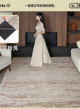 CCF 罗马洞石现代仿岩石肌理意式轻奢风可机洗地毯客厅双层可拆洗