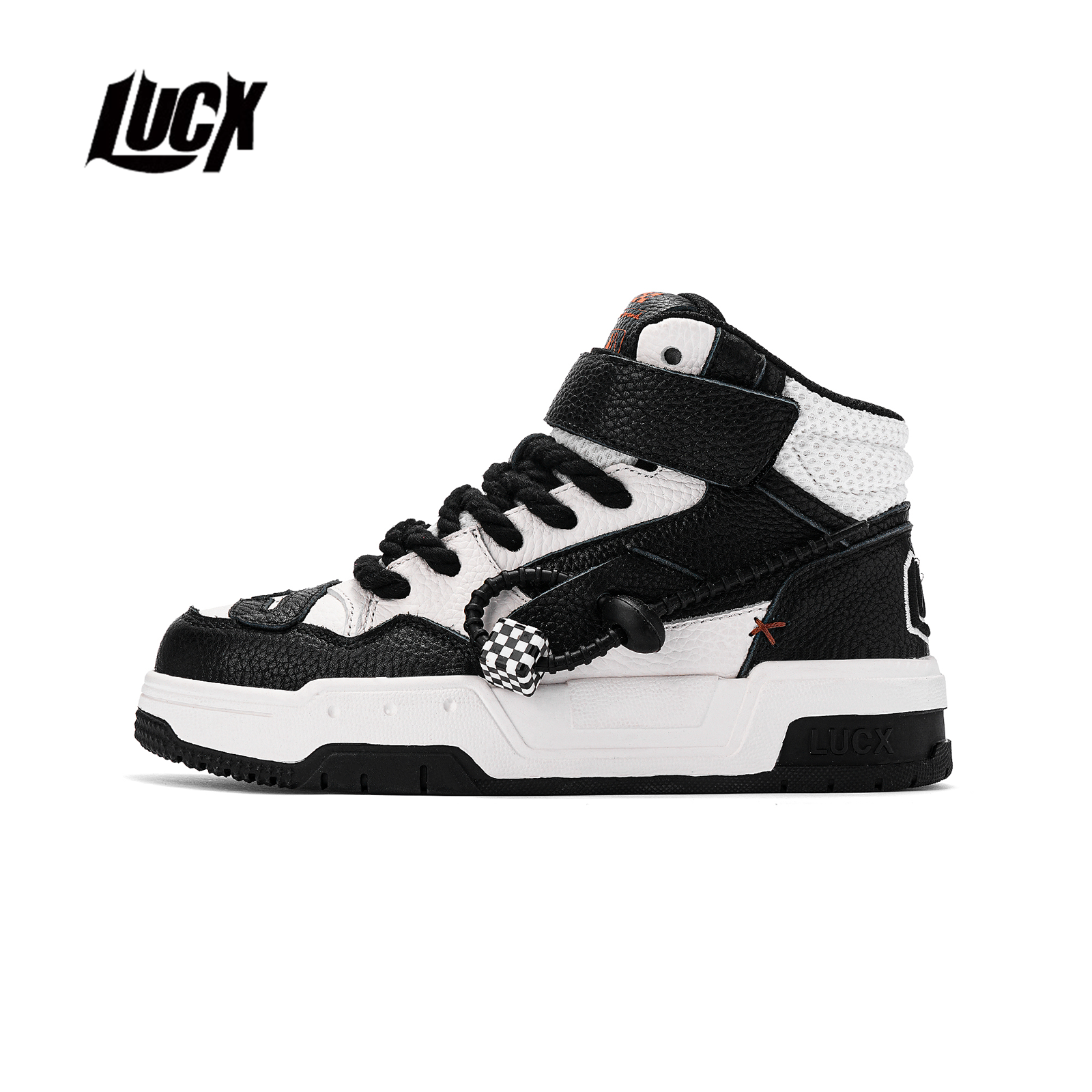 Lucx转运鞋百搭情侣男女同款2025秋冬季新款黑白熊猫高帮厚底板鞋