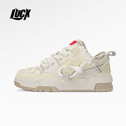 LUCX 柚子 休闲运动板鞋男女款2025冬新款耐磨潮流牛皮复古面包鞋