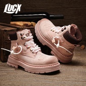 增高保暖时尚 Lucx靴子2025巨好看马丁靴女款 粉厚底冬季 休闲工作靴