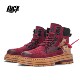 lucx转运复古红酒马丁靴显高户外登山高帮工装 鞋 小众潮流男女靴子