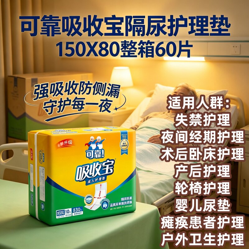 [80x150整箱60片]可靠菱形压花护理垫老人产妇卧床干爽隔尿垫防漏