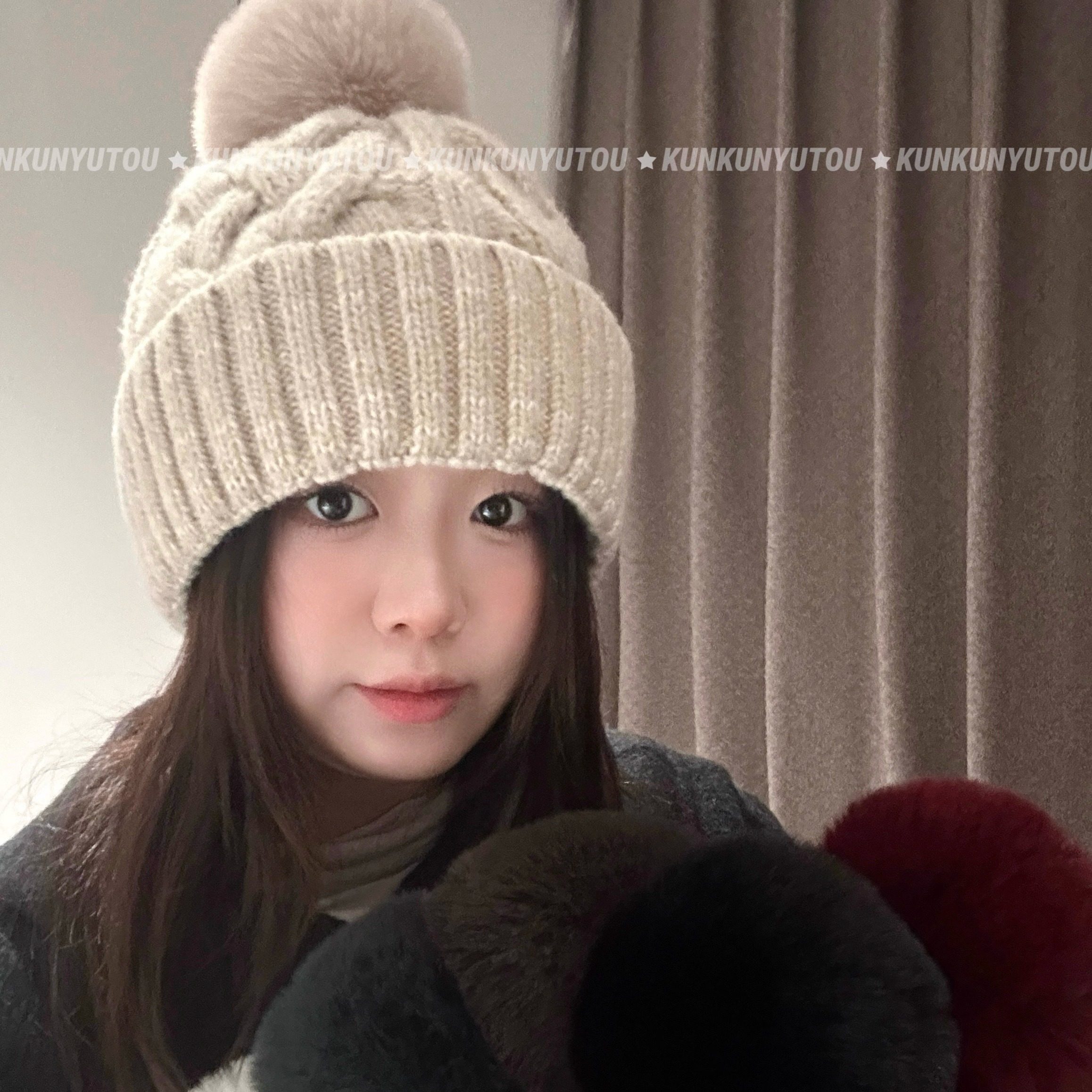 困困鱼头 光版粗麻花毛球针织毛线帽秋冬百搭双层加绒保暖包头帽,服饰配件/皮带/帽子/围巾,帽子,淘宝优惠券,粉丝福利购,淘宝优惠卷