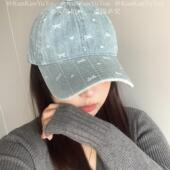 困困鱼头 甜酷碎花蝴蝶结爱心刺绣软顶棒球帽百搭显脸小鸭舌帽潮