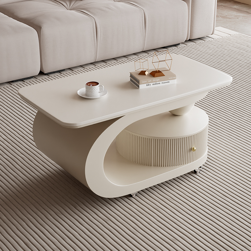 2025轻奢高级感可移动岩板茶几