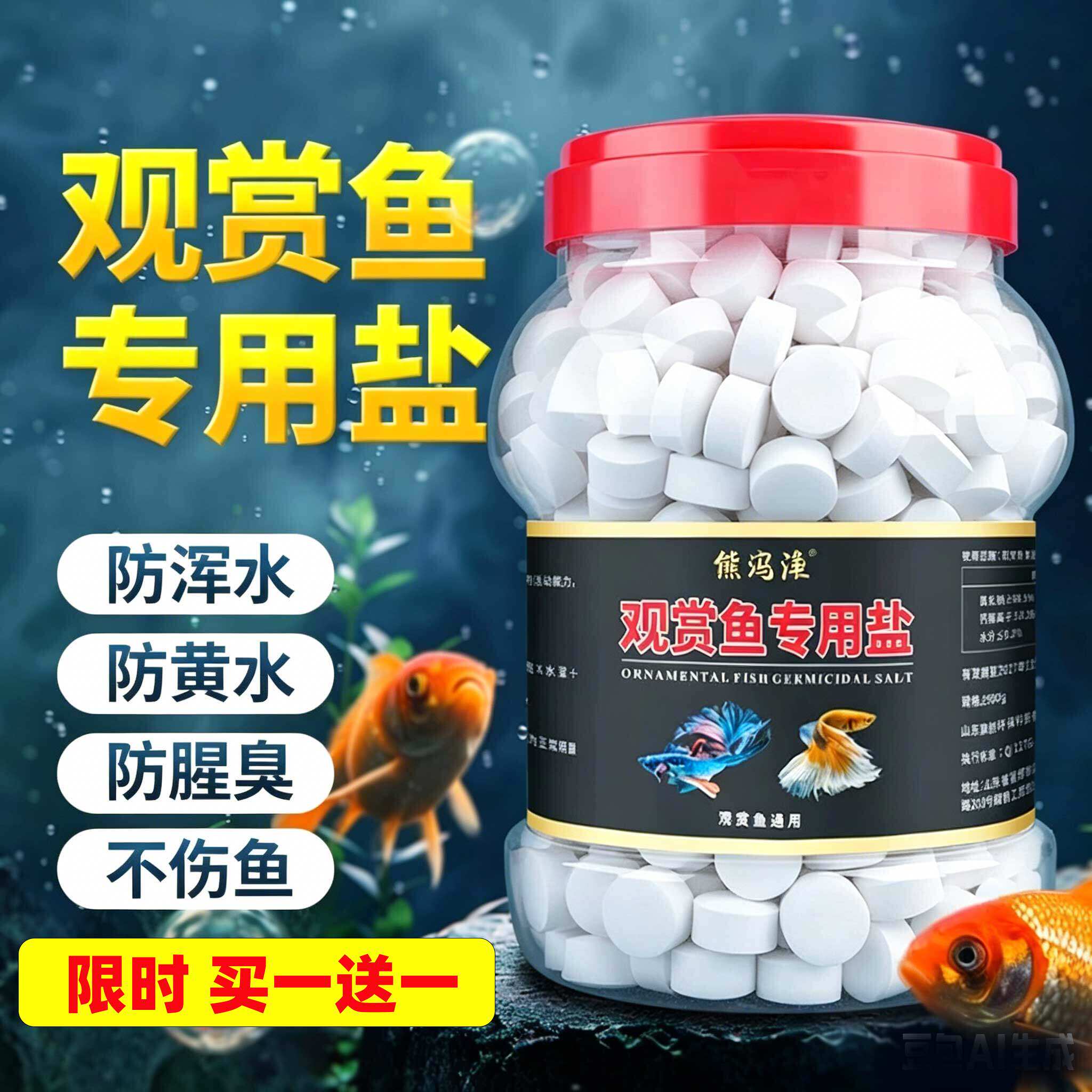 观赏鱼专用盐鱼缸专用盐养鱼用盐鱼用去黄水专用盐鱼缸净化水质盐