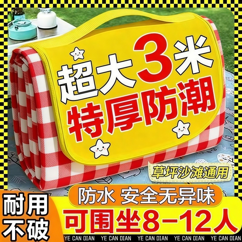 野餐垫户外防潮垫防水加厚便携徒步沙滩垫便携露营野炊草坪地垫子