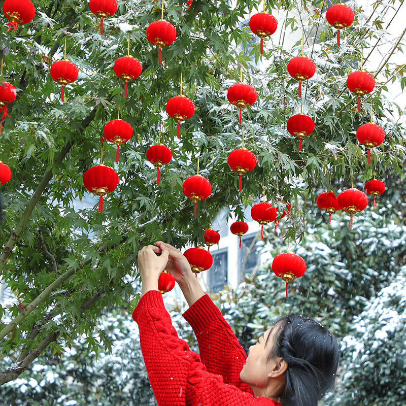 小红灯笼挂饰2026新款新年树上结
