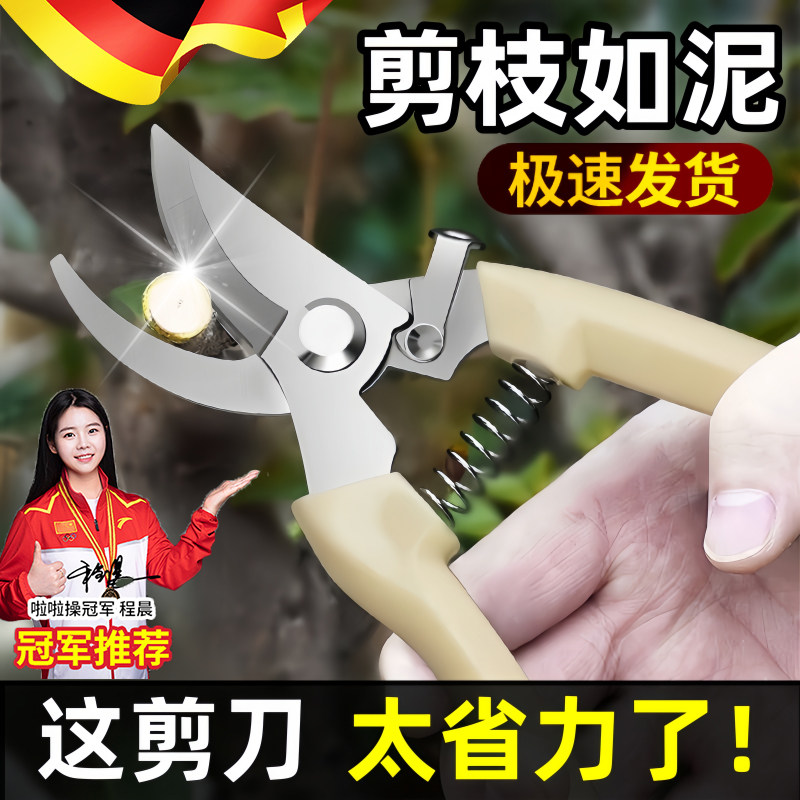 德国不锈钢树枝修枝剪采摘水果花木剪园林果树花卉枝嫁接园艺剪刀