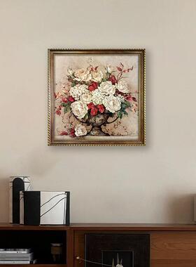 中古法素雅花卉版画相框一件起定复古麻花框家居软装装饰挂框