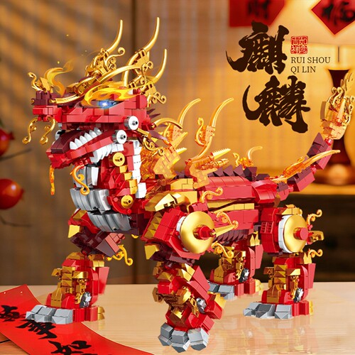 新春国潮祥瑞之兽麒麟模型摆件