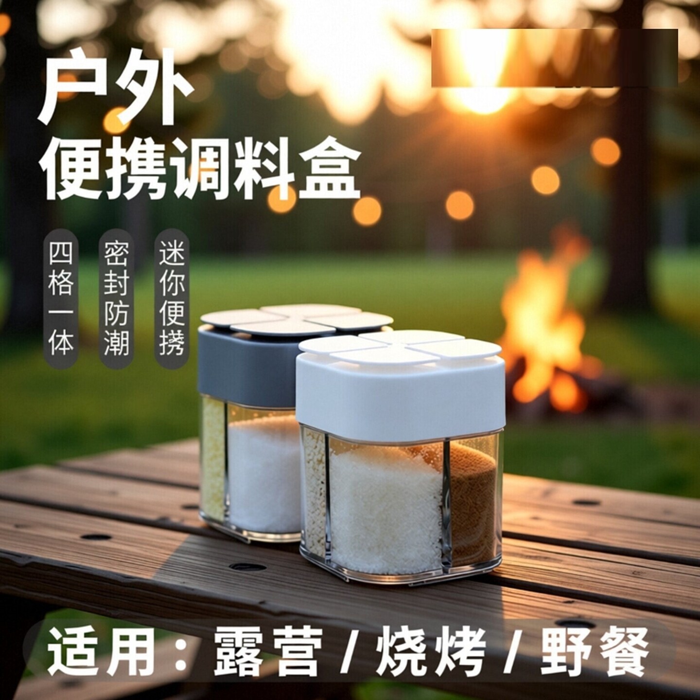 露营旅游调料盒野外烧烤调料瓶小分装便携迷你密封装盐小瓶子防潮
