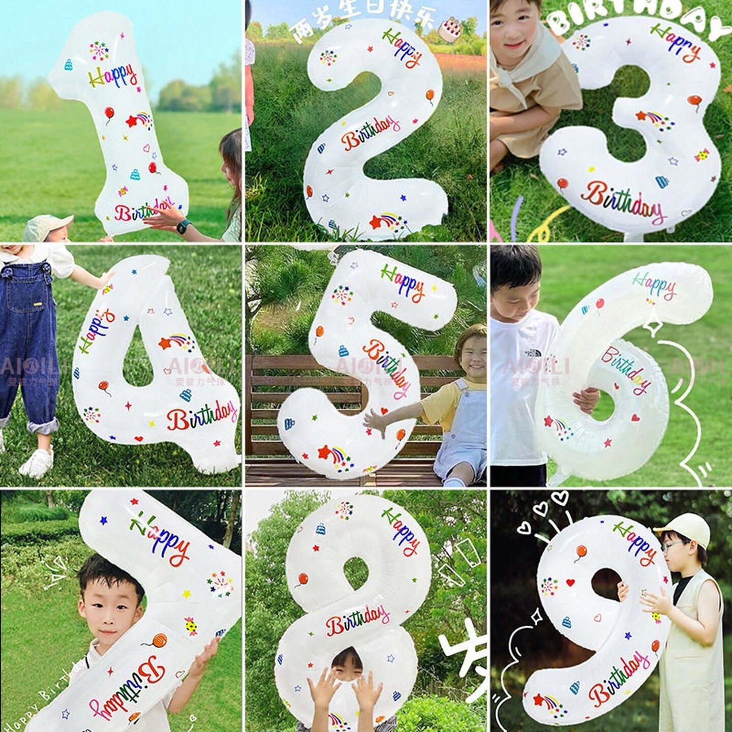 韩国ins风生日数字气球户外儿童1周造型拍照太阳花朵立柱场景布置