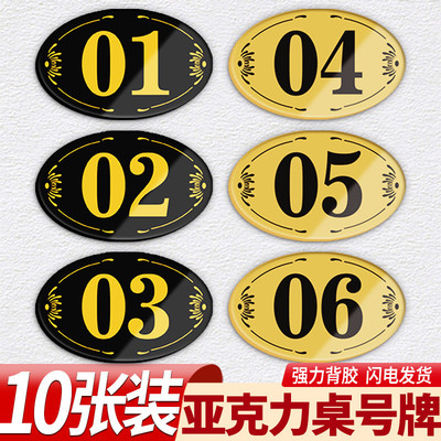 数字贴网红桌号牌亚克力门牌号家用自粘餐饮餐厅饭店高端创编号贴