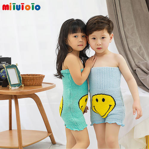 2019卡通腰护肚子护肚脐双层半边绒短裤保暖