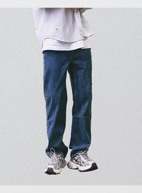 SOLIDHOMME蓝色水洗牛仔裤复古竖纹宽松长裤休闲男女明星同款穿搭