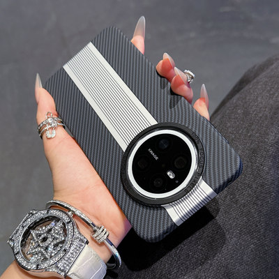 适用华为mate70pro手机壳碳纤维纹磁吸充电新款mate60pro+保护壳金属按键全包p50por硬外壳超薄mate40pro男女