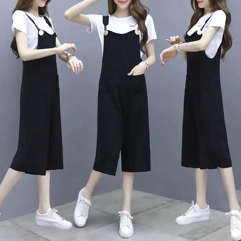 套装夏季背带裤套装女大码女装胖时尚套装