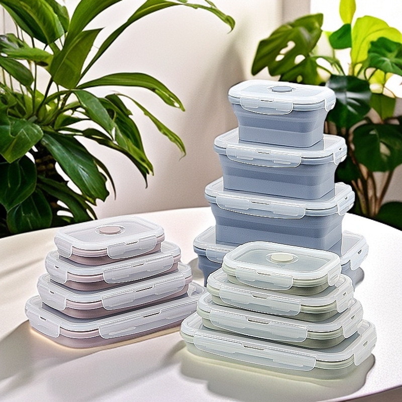Silicone folding lunch box set of 4 pieces