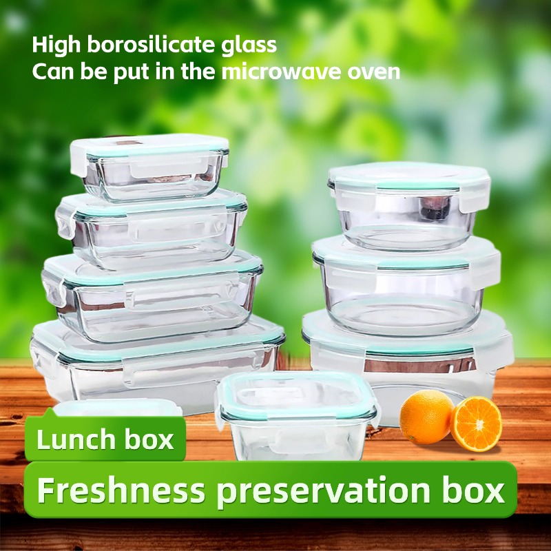 Glass lunch box can be microwavable storage bento box 便当盒