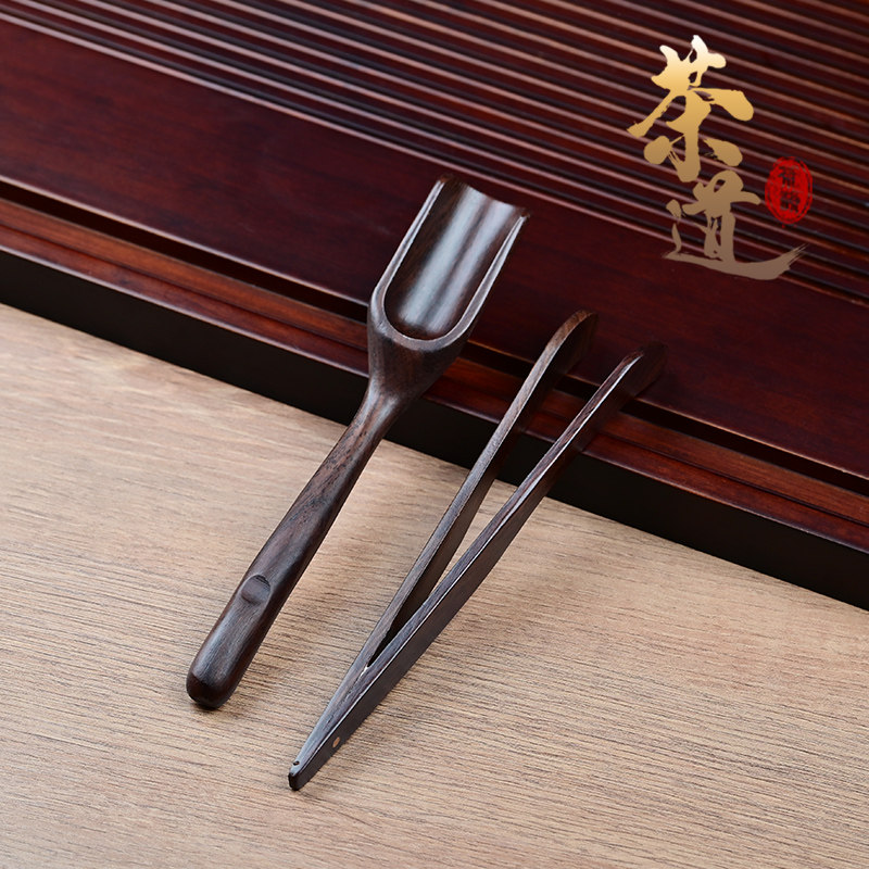黑檀木茶夹茶勺功夫茶具泡茶配件图片