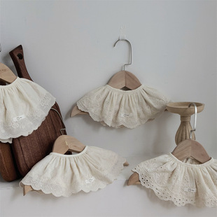 INS款四季婴幼儿蕾丝花边宫廷韩风360造型围嘴女宝宝装饰口水巾