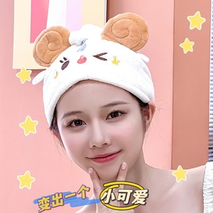 网红可爱动物羊干发帽可爱速干吸水浴帽日式简约懒人套头毛巾发帽