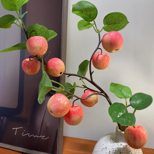 仿真花苹果果树枝石榴柿子假花客厅摆设平安喜乐摆件装饰仿真水果