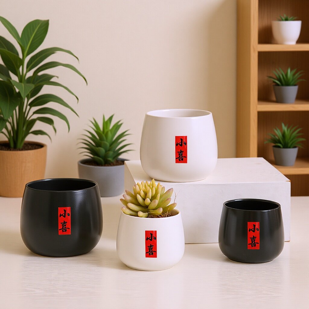 白色多肉花盆陶瓷家用小