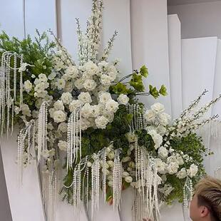 新款白色仿真吊米 柔丽丝 绿色垂吊情人泪龙须草婚礼软装假花