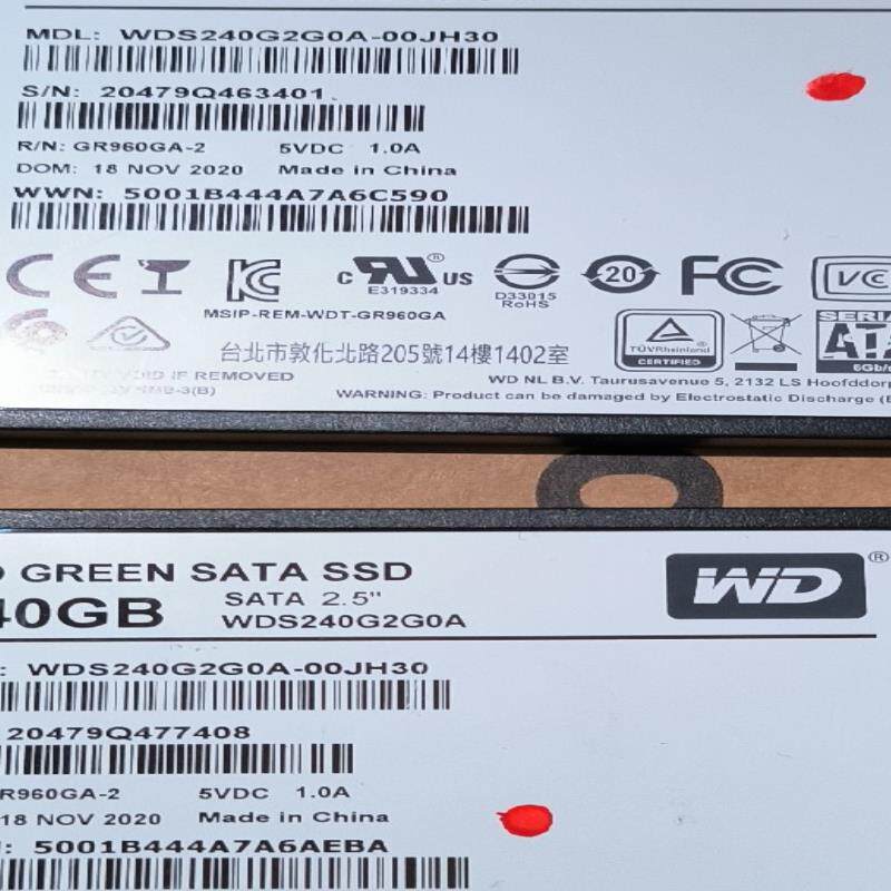 出8个西数240G固态WDS240G2G0A-00JH30，
