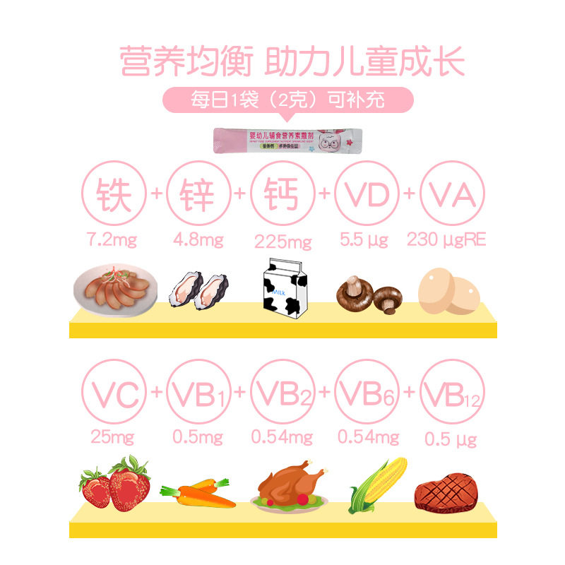 婴幼儿辅食钙铁锌营养包维生素复合多维营养素儿童婴儿辅食食品