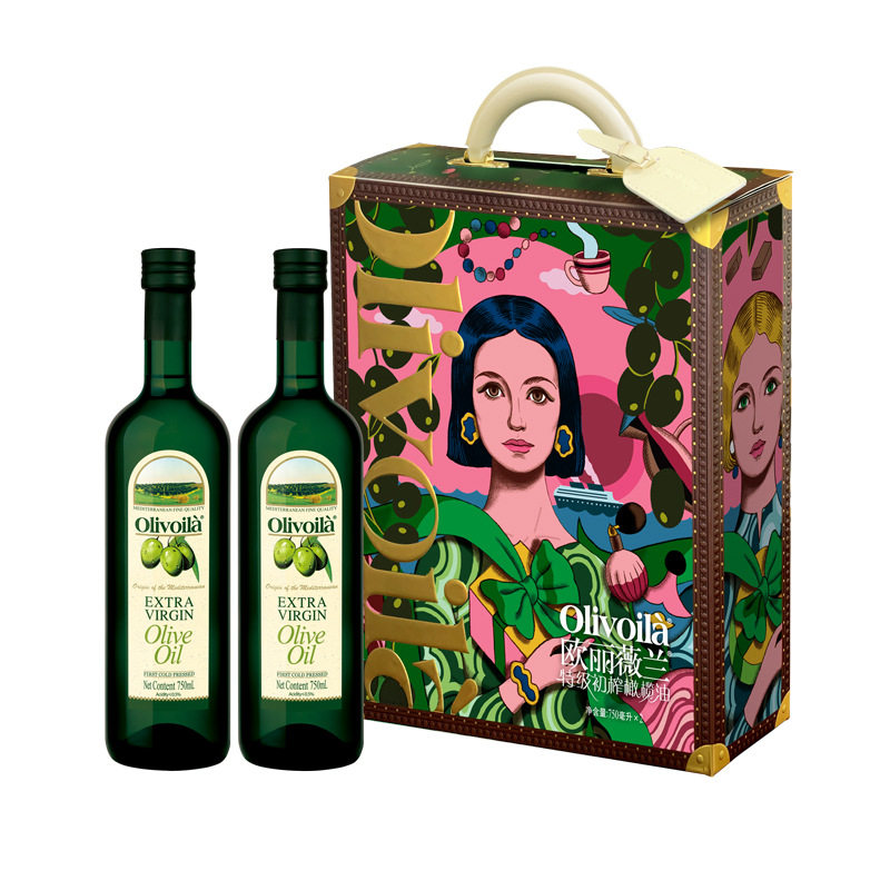 欧丽薇兰特级初榨橄榄礼盒750ml*2瓶福利团购食用油送礼炒菜凉拌