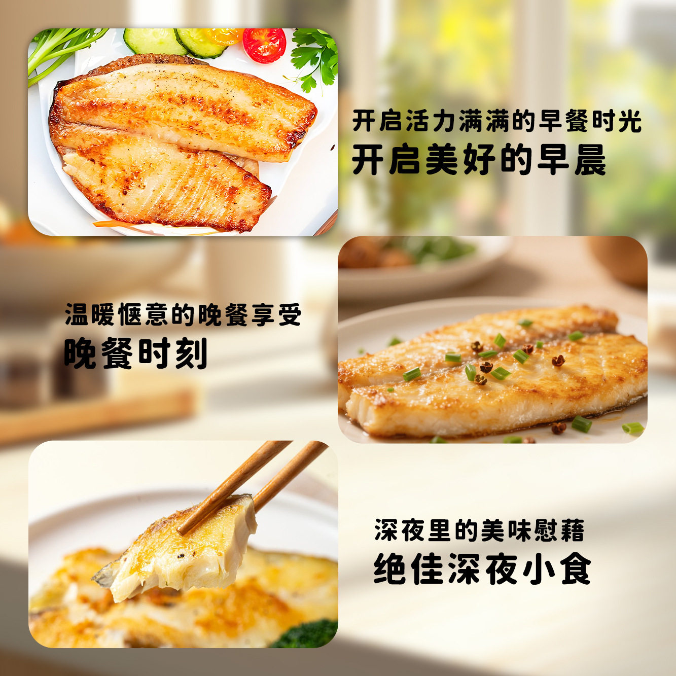 香煎鱼排片蒜香黄油菌香黑椒半成品速食无骨无刺低脂鱼排