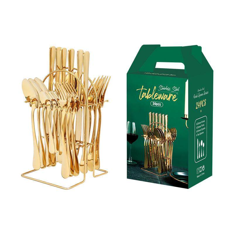 热卖不锈钢餐具套装1010酒店西餐具刀叉勺24件套厂家