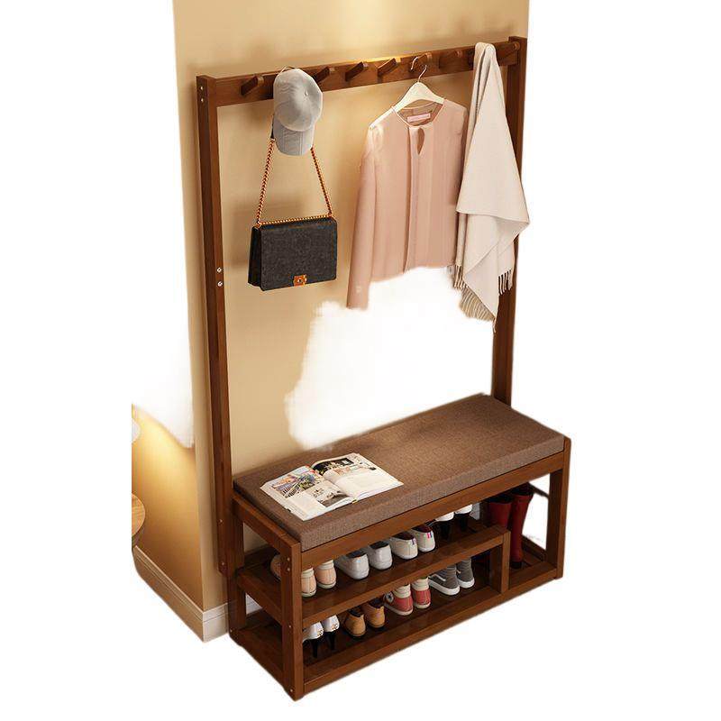 多功能一体家用进门玄关衣帽架挂衣架换鞋凳鞋架实木软包坐垫可坐,收纳整理,书桌收纳置物架,淘宝优惠券,粉丝福利购,淘宝优惠卷