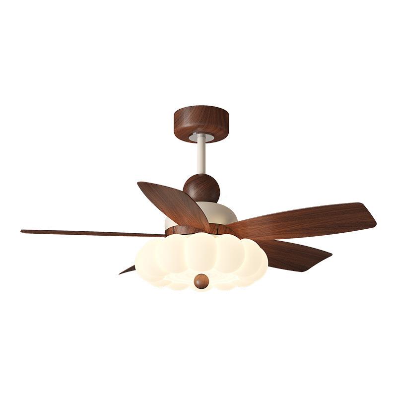 中奶油扇灯护静音卧室灯风扇一体智风能变频餐厅儿童眼房吊古扇灯