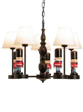 儿童房灯创意英伦士兵吊灯地中海北欧美式男孩女孩卧室LED吊灯具