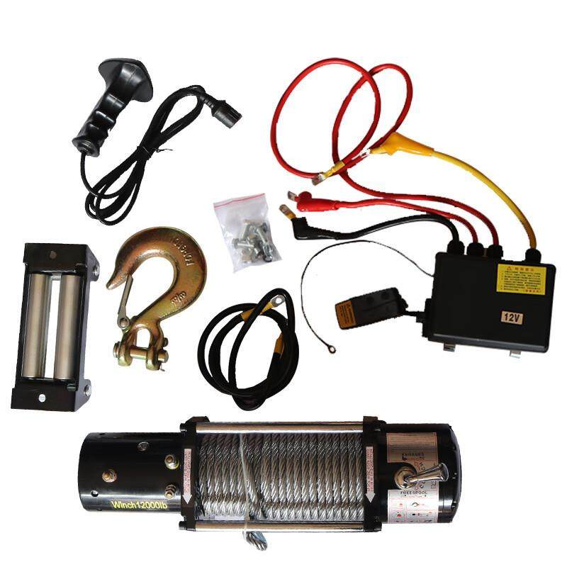 电动绞盘12V24V36V48V车载越野车拖车牵引3000磅手柄遥控电机绞盘