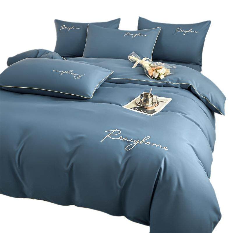 轻奢高端水洗棉磨毛四件套床单被套学生宿舍床笠款三件套床上用品