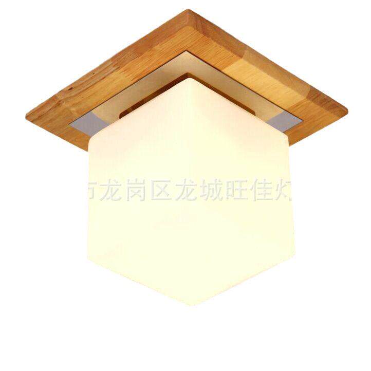 现简约客厅餐厅书房实木过道灯设计师的灯创意木质玻璃灯X800