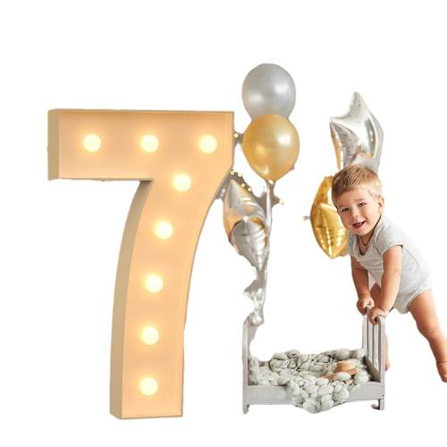 新款立体发光数字KT板LED数字气球框架生日宴会派对场景布置道具