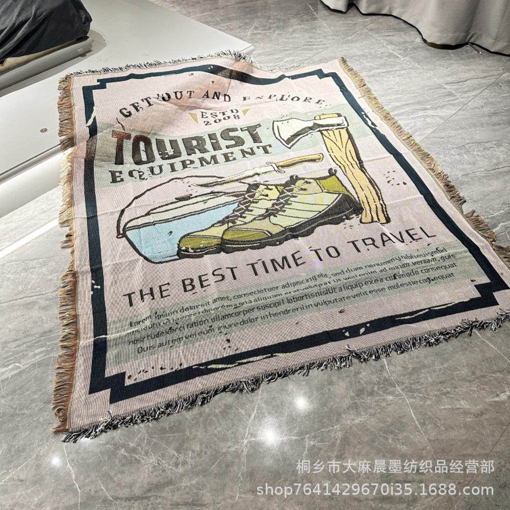 户外露营野餐装饰挂布营地户外美式复古背景布徒步野餐垫装备