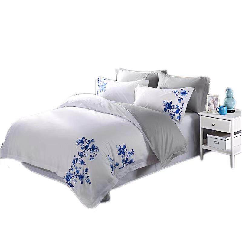 印花全棉四件套酒店布草套件印花民宿四件套宾馆四件套酒店床品