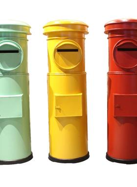 欧式复DXK红色邮古筒装摆件性铁艺模型软个装摄影道具免费lo饰go